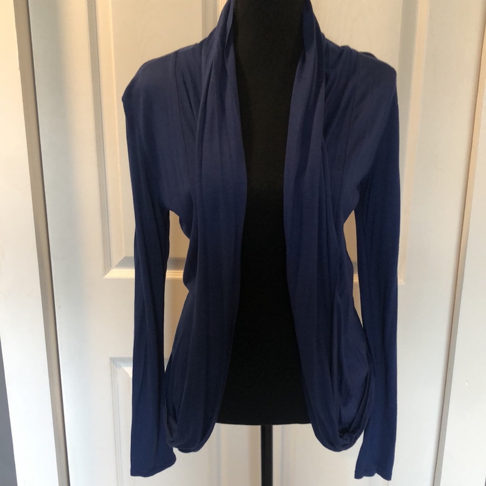 Cowl Neck Droopy Cardigan in Cobalt Blue Small